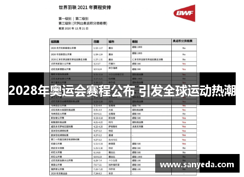 2028年奥运会赛程公布 引发全球运动热潮